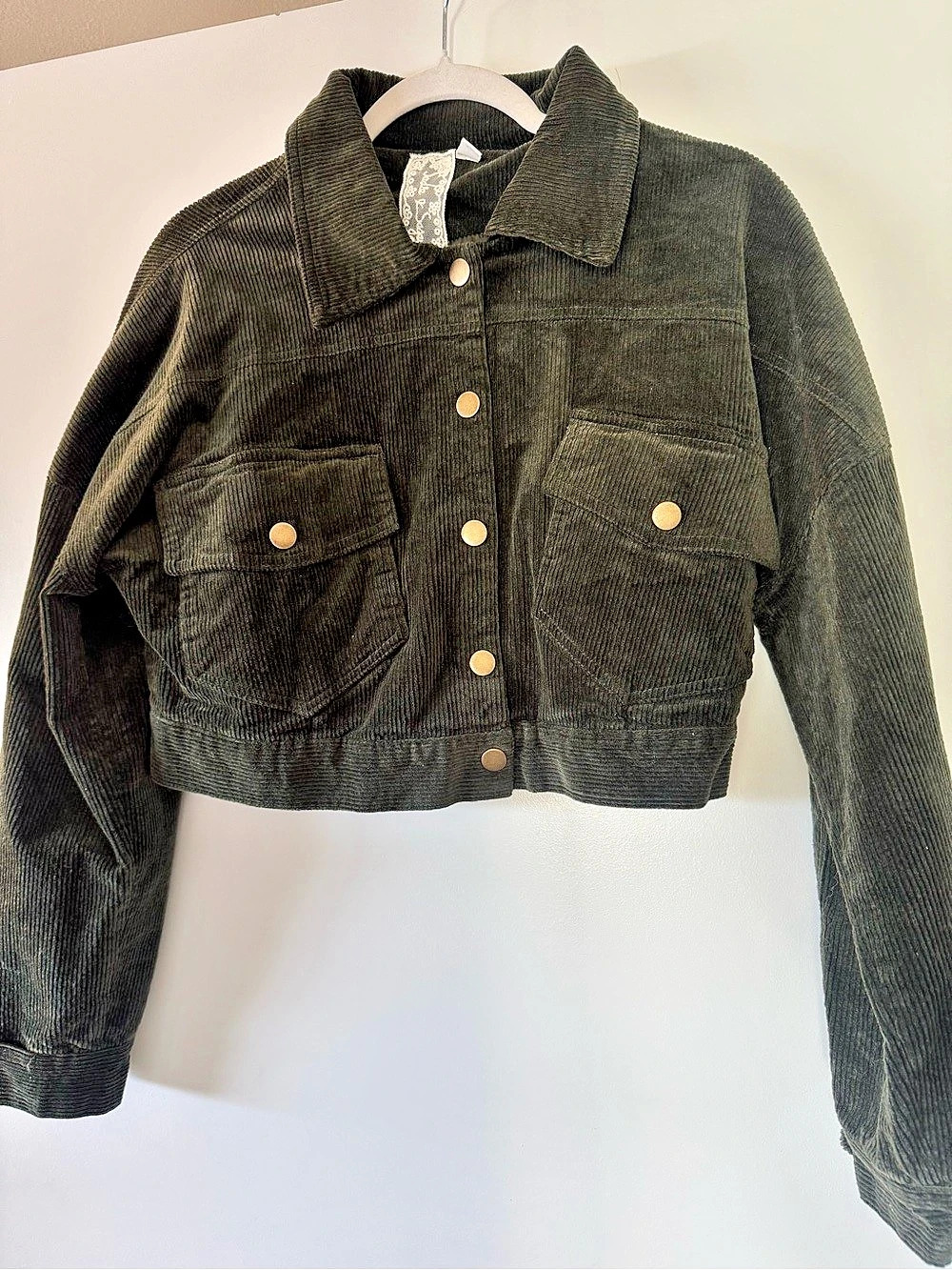 Sadie & Sage Opal Swing Cord Jacket Women's Corduroy Jacket in Green